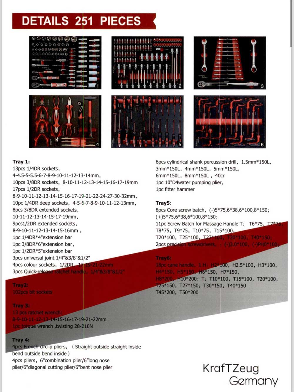 251 Piece Tool Cabinet Complete With Red Tools, 8 Drawer Tool Chest