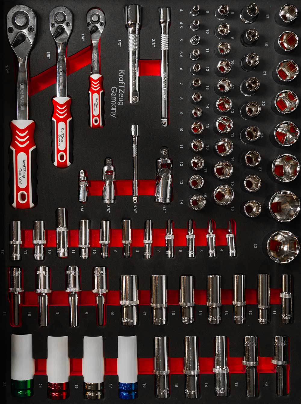 251 Piece Tool Cabinet Complete With Red Tools, 8 Drawer Tool Chest